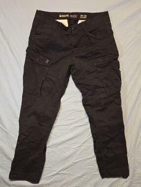 G-Star Raw Black Rovic Zip 3D Tapered Cargo Style Pants with Utility Pockets